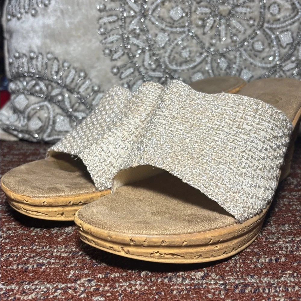 Onex made in Italy platform Elegant Cream Wedge Sandals cork heel beach wedding